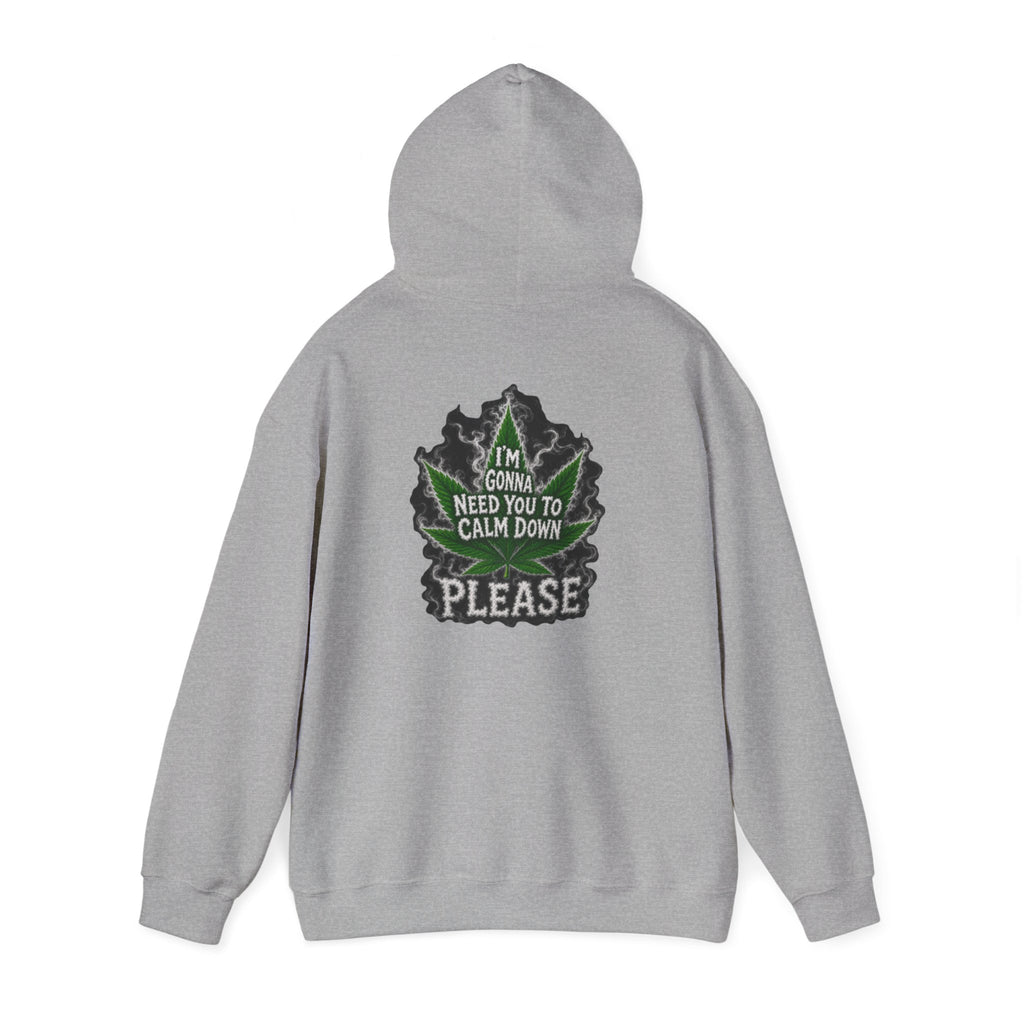 Hoodie — 'I’m Gonna Need You To Calm Down Please' Leaf Graphic Cozy Pullover