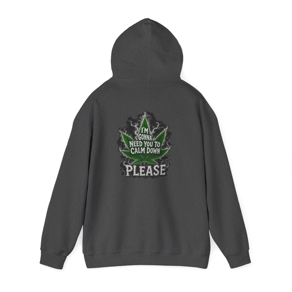 Hoodie — 'I’m Gonna Need You To Calm Down Please' Leaf Graphic Cozy Pullover