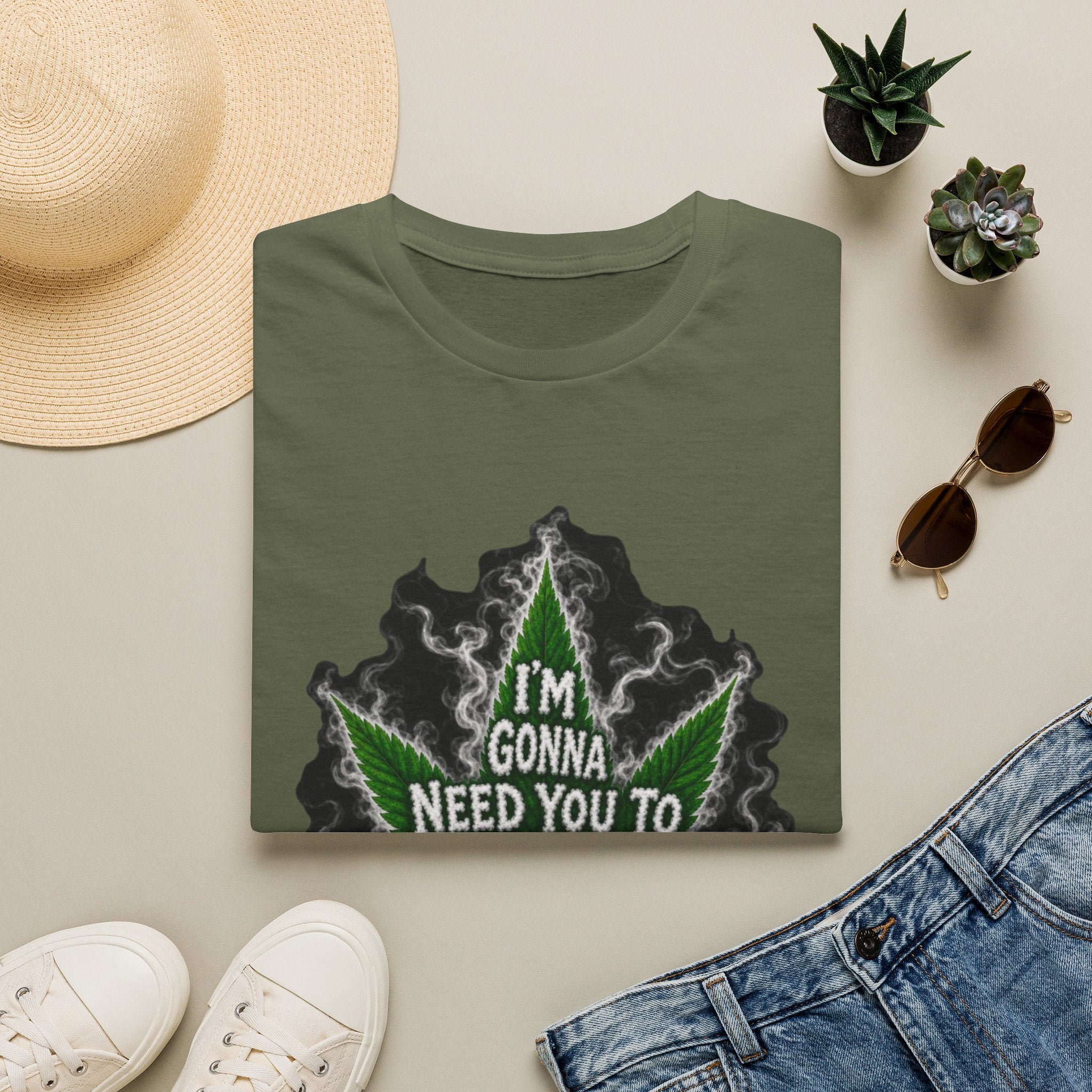 T-Shirt — "I'm Gonna Need You to Calm Down Please" Cannabis Leaf Graphic Tee