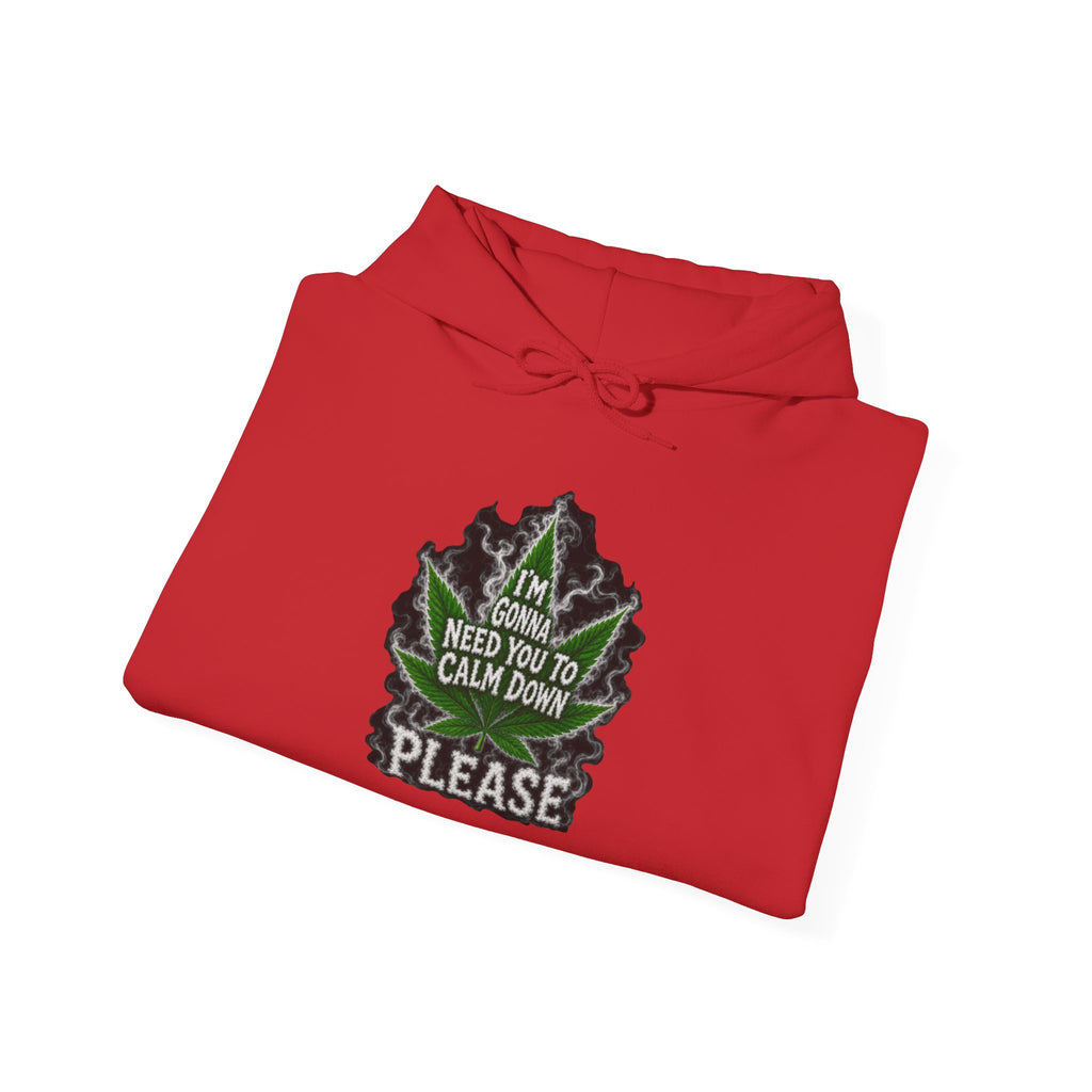 Hoodie — 'I’m Gonna Need You To Calm Down Please' Leaf Graphic Cozy Pullover