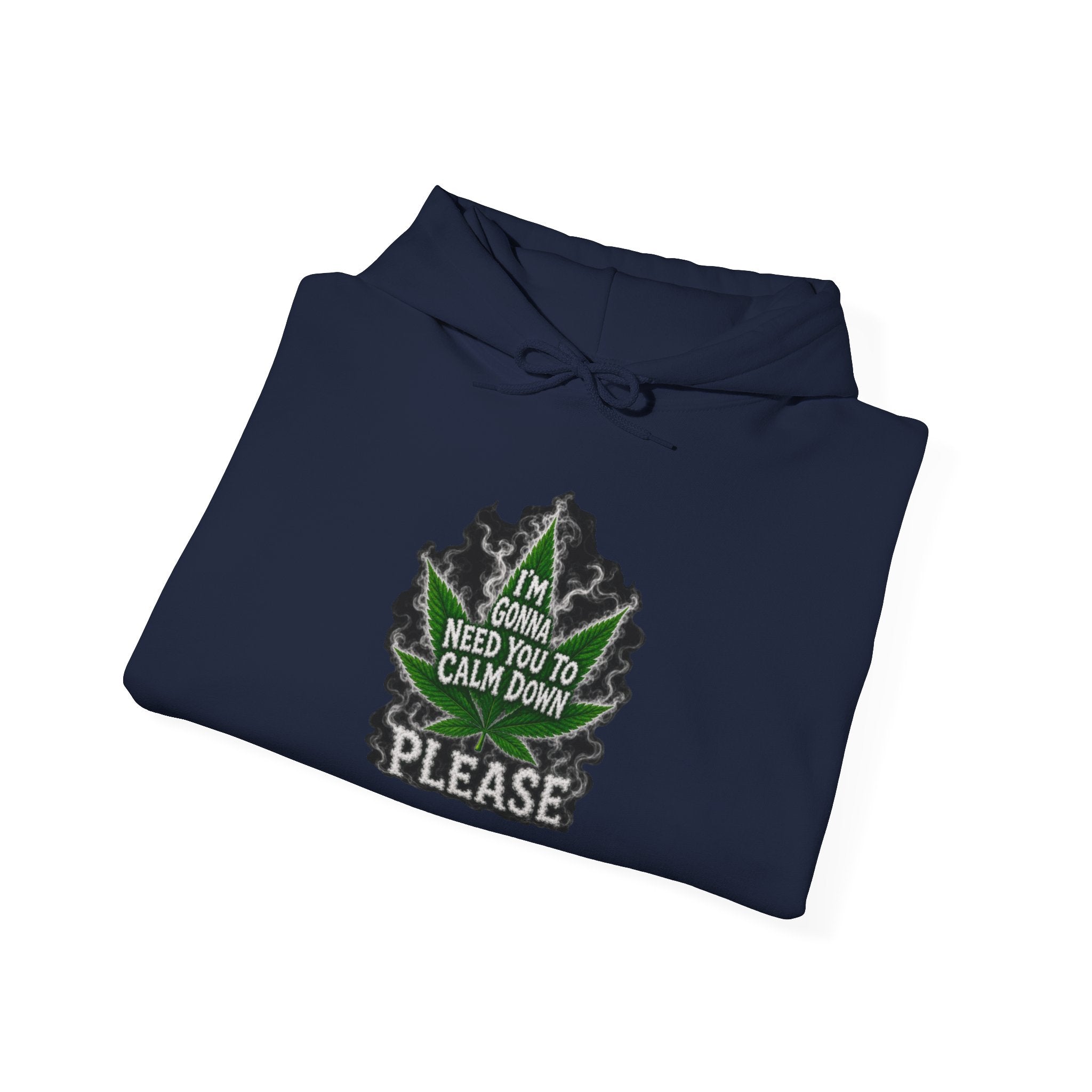 Hoodie — 'I’m Gonna Need You To Calm Down Please' Leaf Graphic Cozy Pullover