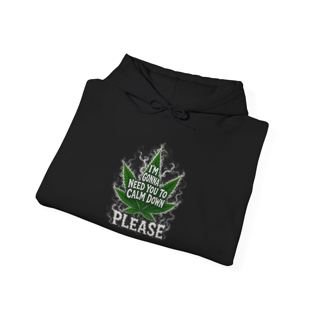 Hoodie — 'I’m Gonna Need You To Calm Down Please' Leaf Graphic Cozy Pullover