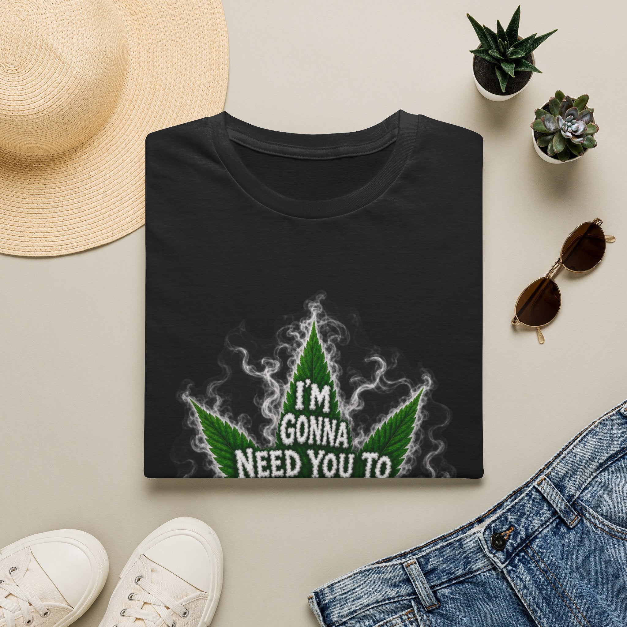 T-Shirt — "I'm Gonna Need You to Calm Down Please" Cannabis Leaf Graphic Tee