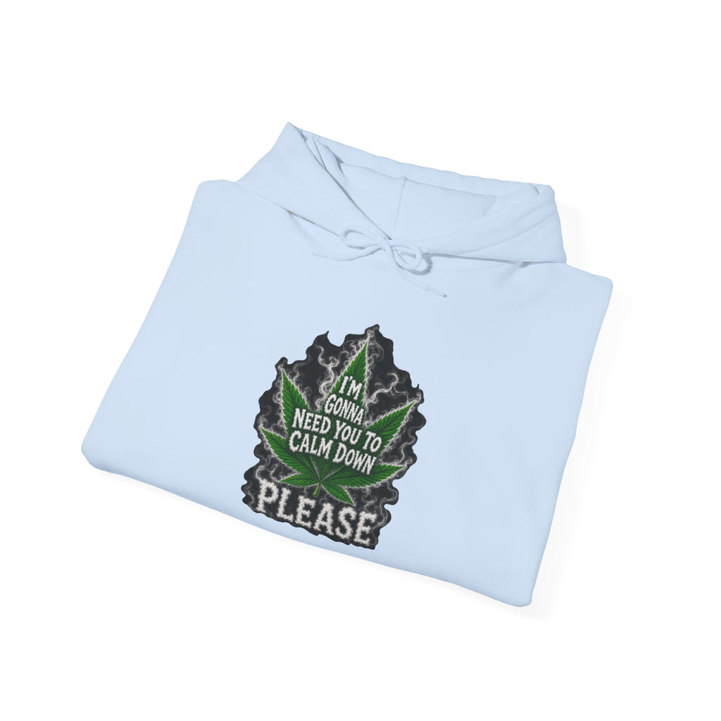 Hoodie — 'I’m Gonna Need You To Calm Down Please' Leaf Graphic Cozy Pullover
