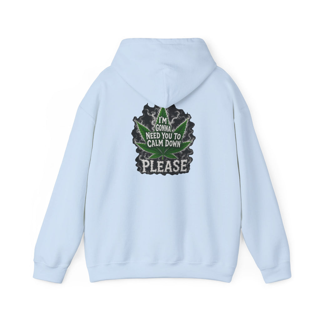 Hoodie — 'I’m Gonna Need You To Calm Down Please' Leaf Graphic Cozy Pullover