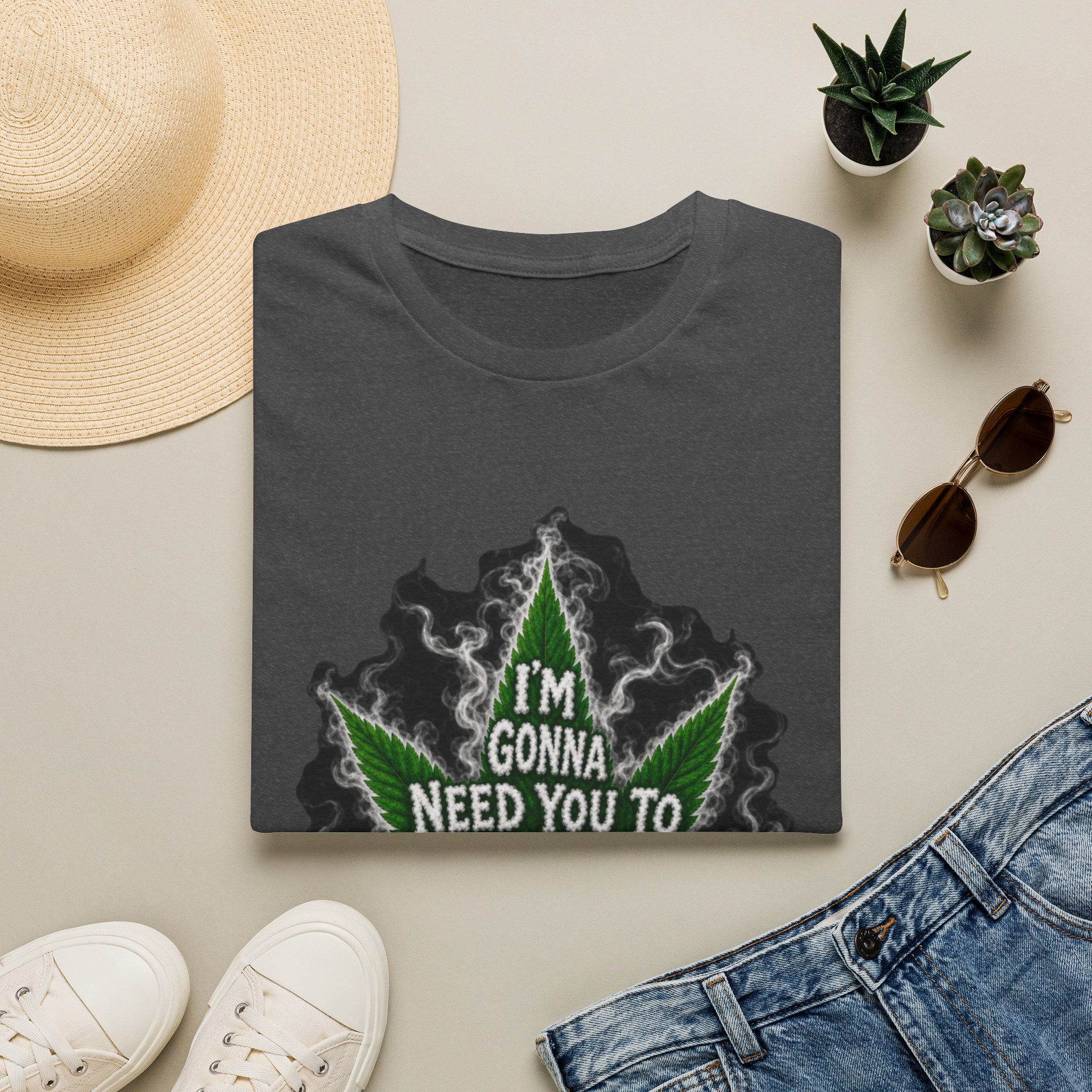 T-Shirt — "I'm Gonna Need You to Calm Down Please" Cannabis Leaf Graphic Tee
