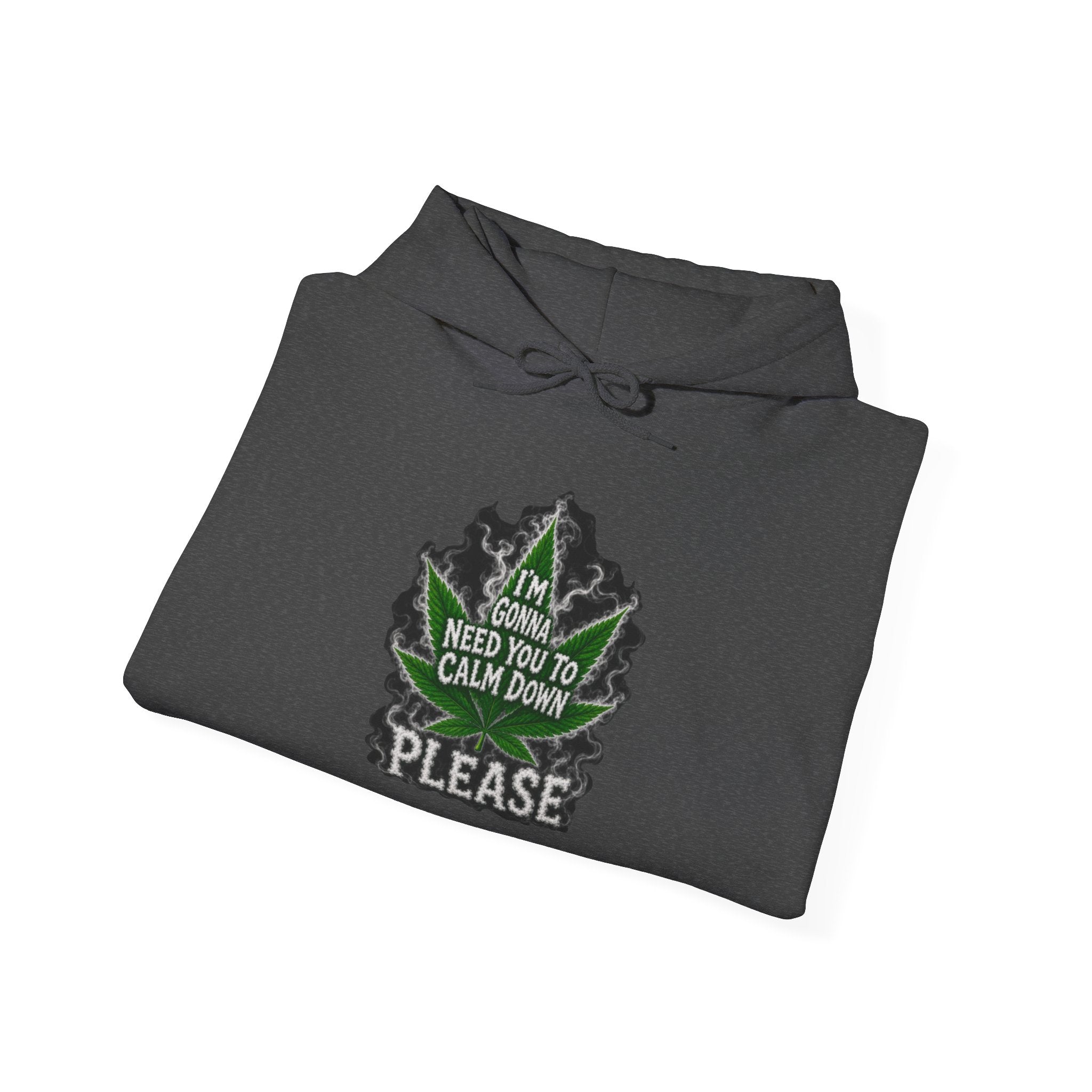 Hoodie — 'I’m Gonna Need You To Calm Down Please' Leaf Graphic Cozy Pullover
