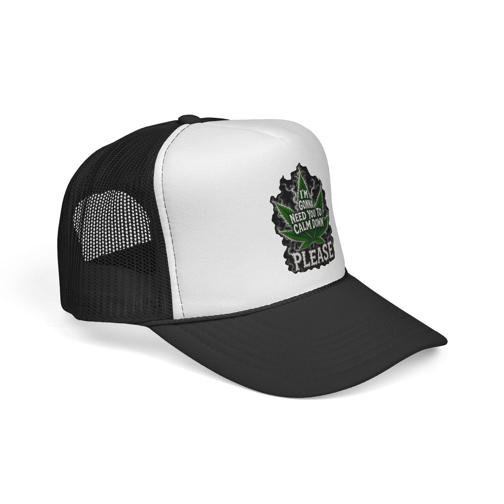 Trucker Cap — 'I'm Gonna Need You To Calm Down Please' Leaf Patch Mesh Hat