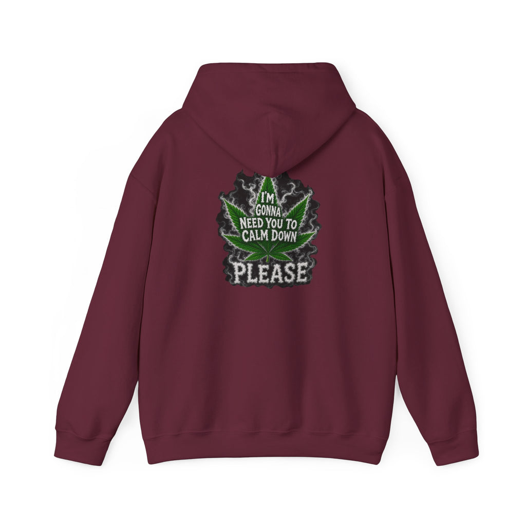 Hoodie — 'I’m Gonna Need You To Calm Down Please' Leaf Graphic Cozy Pullover