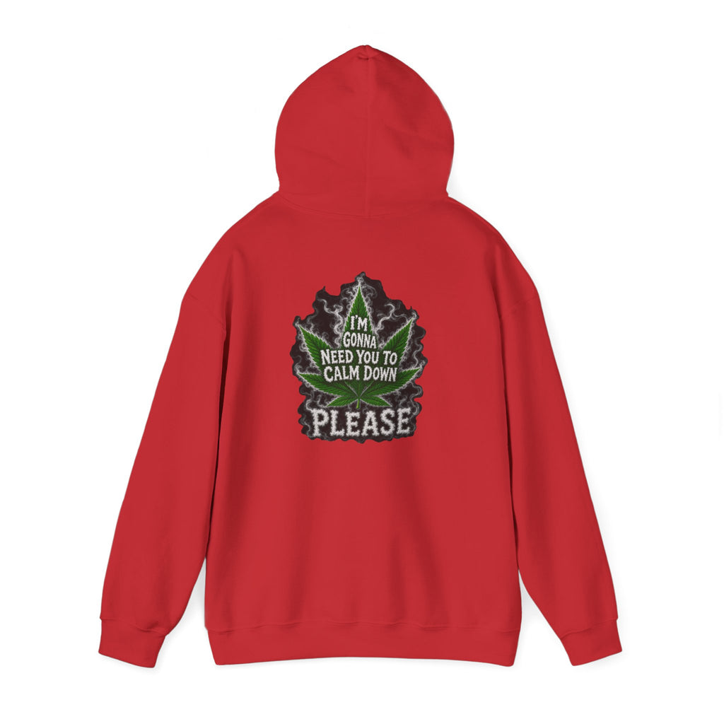 Hoodie — 'I’m Gonna Need You To Calm Down Please' Leaf Graphic Cozy Pullover