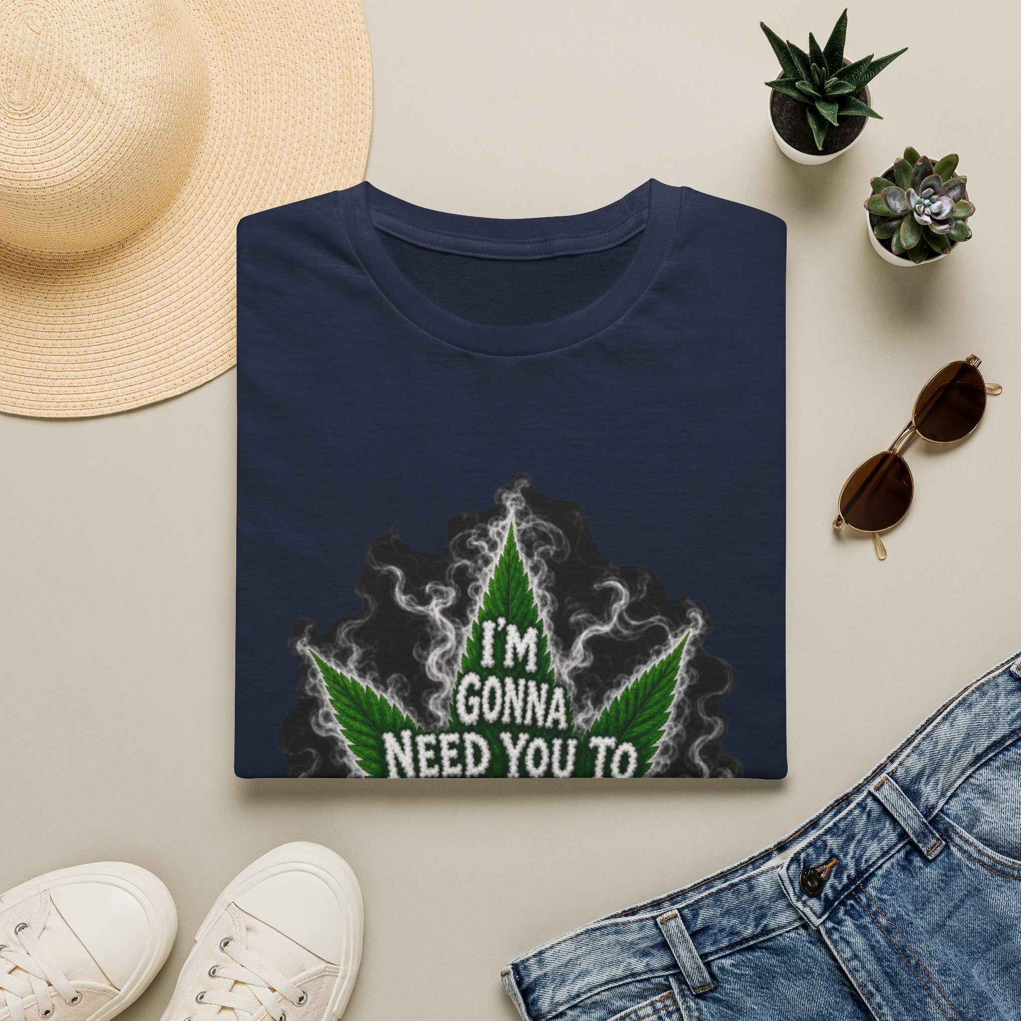 T-Shirt — "I'm Gonna Need You to Calm Down Please" Cannabis Leaf Graphic Tee