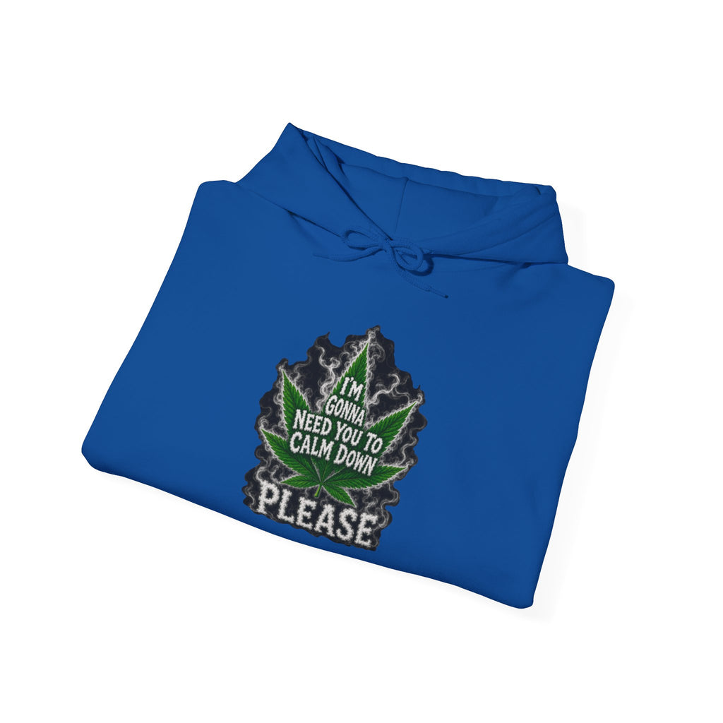 Hoodie — 'I’m Gonna Need You To Calm Down Please' Leaf Graphic Cozy Pullover