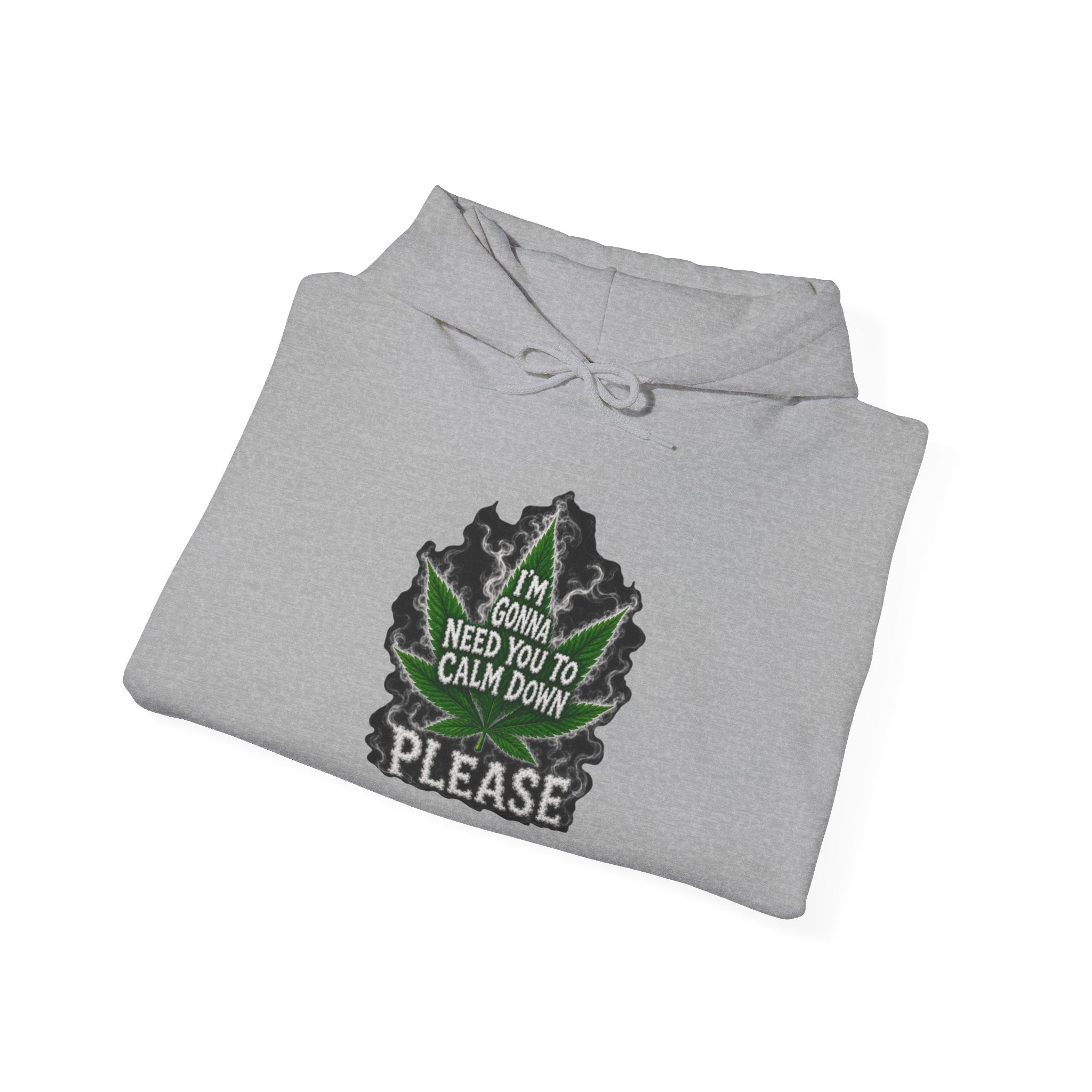 Hoodie — 'I’m Gonna Need You To Calm Down Please' Leaf Graphic Cozy Pullover
