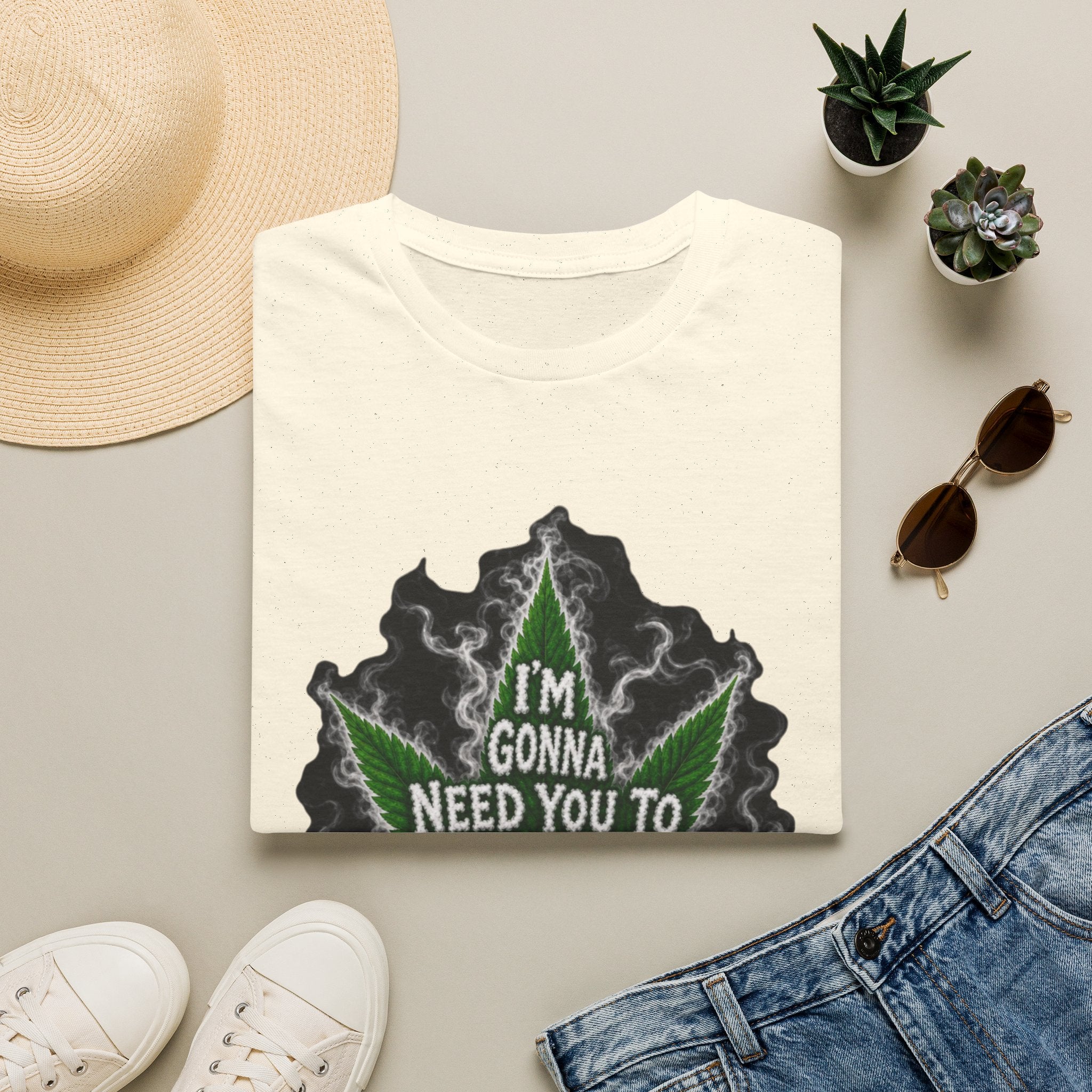 T-Shirt — "I'm Gonna Need You to Calm Down Please" Cannabis Leaf Graphic Tee