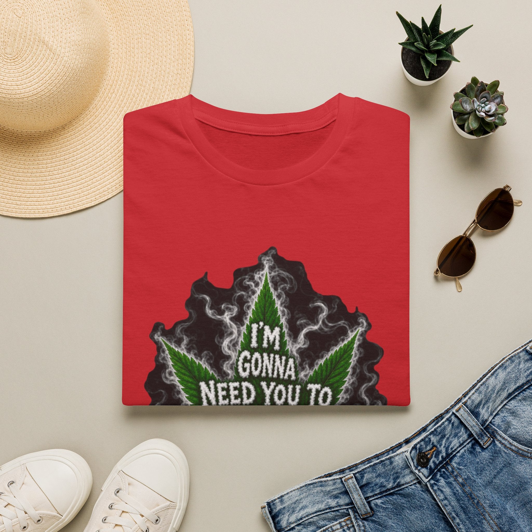 T-Shirt — "I'm Gonna Need You to Calm Down Please" Cannabis Leaf Graphic Tee