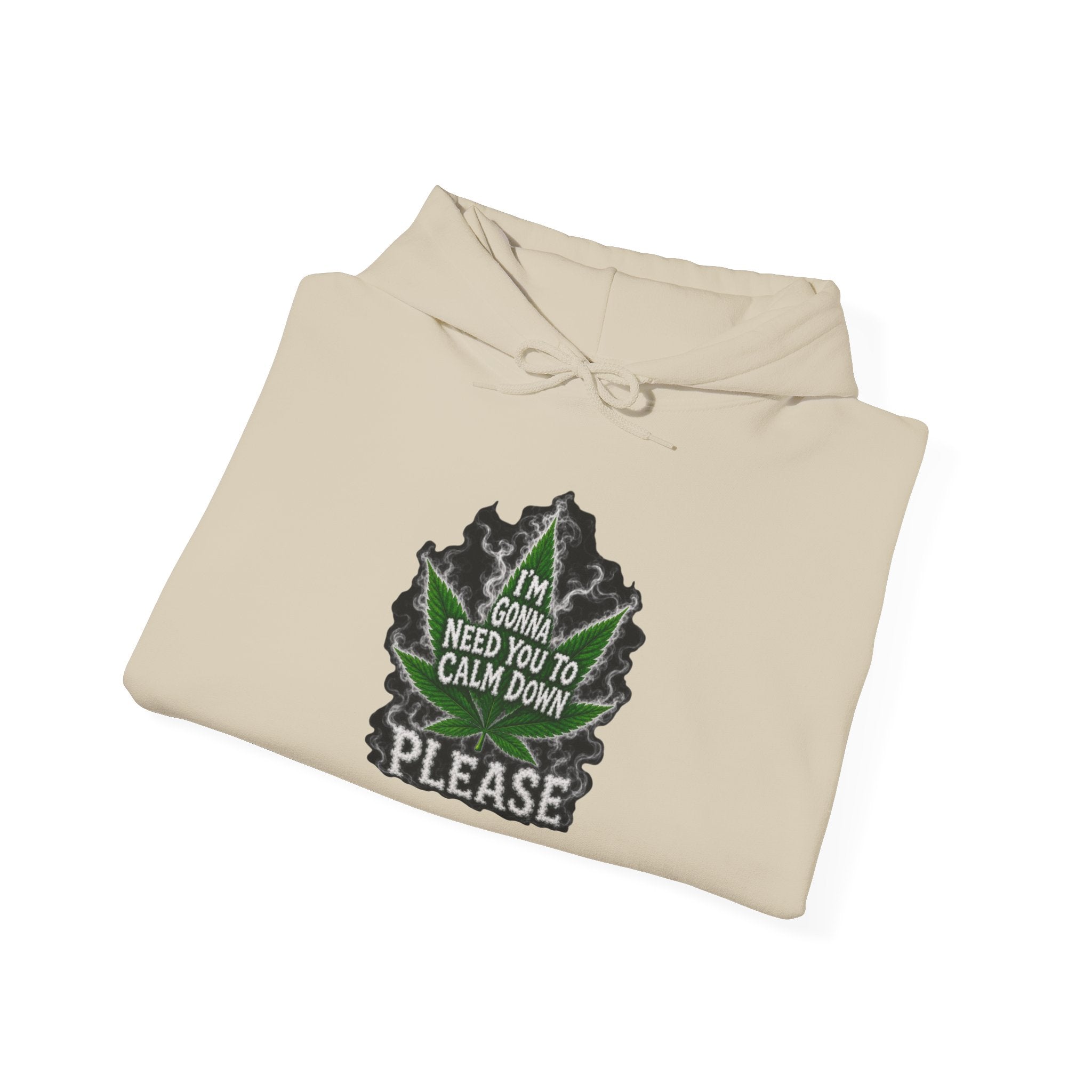Hoodie — 'I’m Gonna Need You To Calm Down Please' Leaf Graphic Cozy Pullover