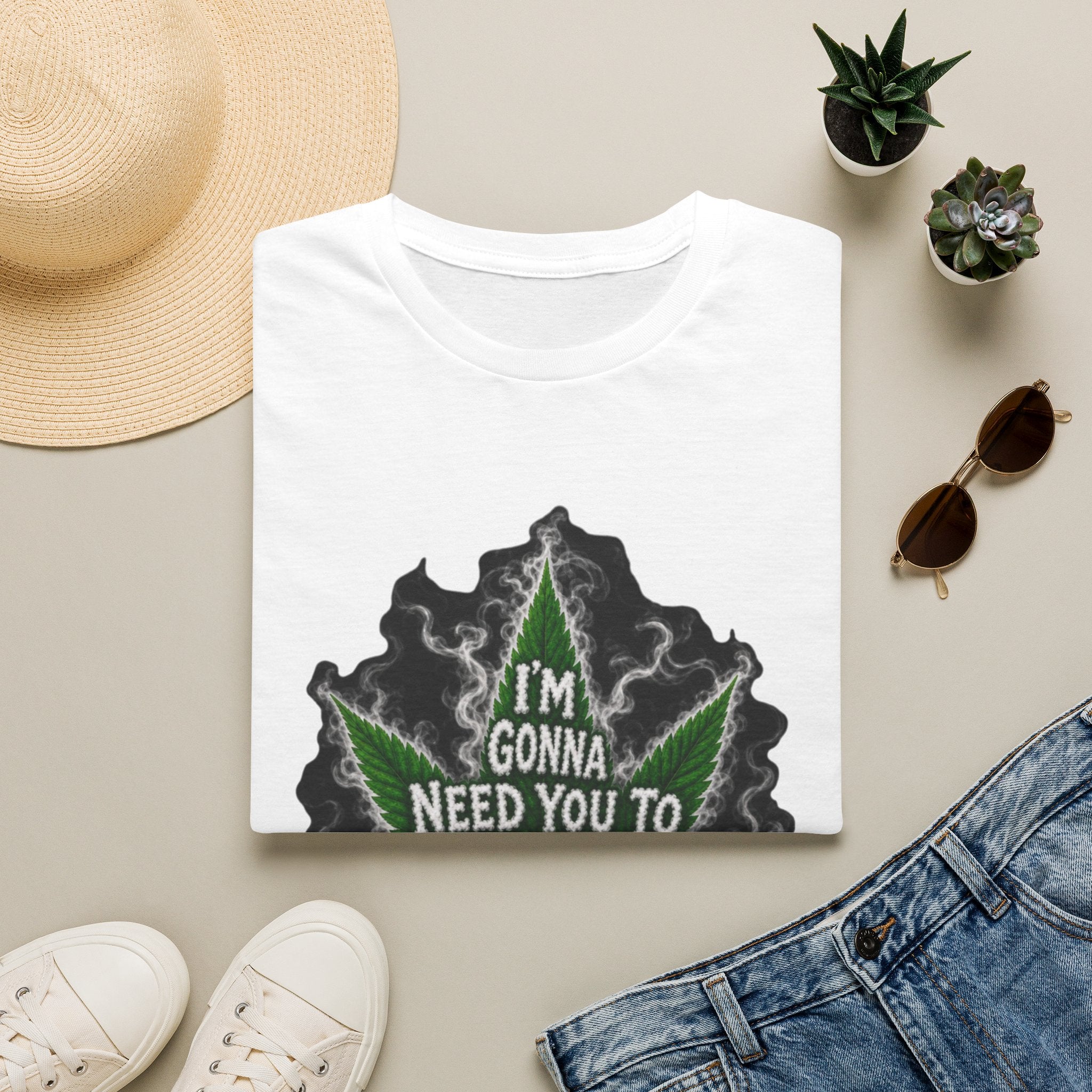 T-Shirt — "I'm Gonna Need You to Calm Down Please" Cannabis Leaf Graphic Tee