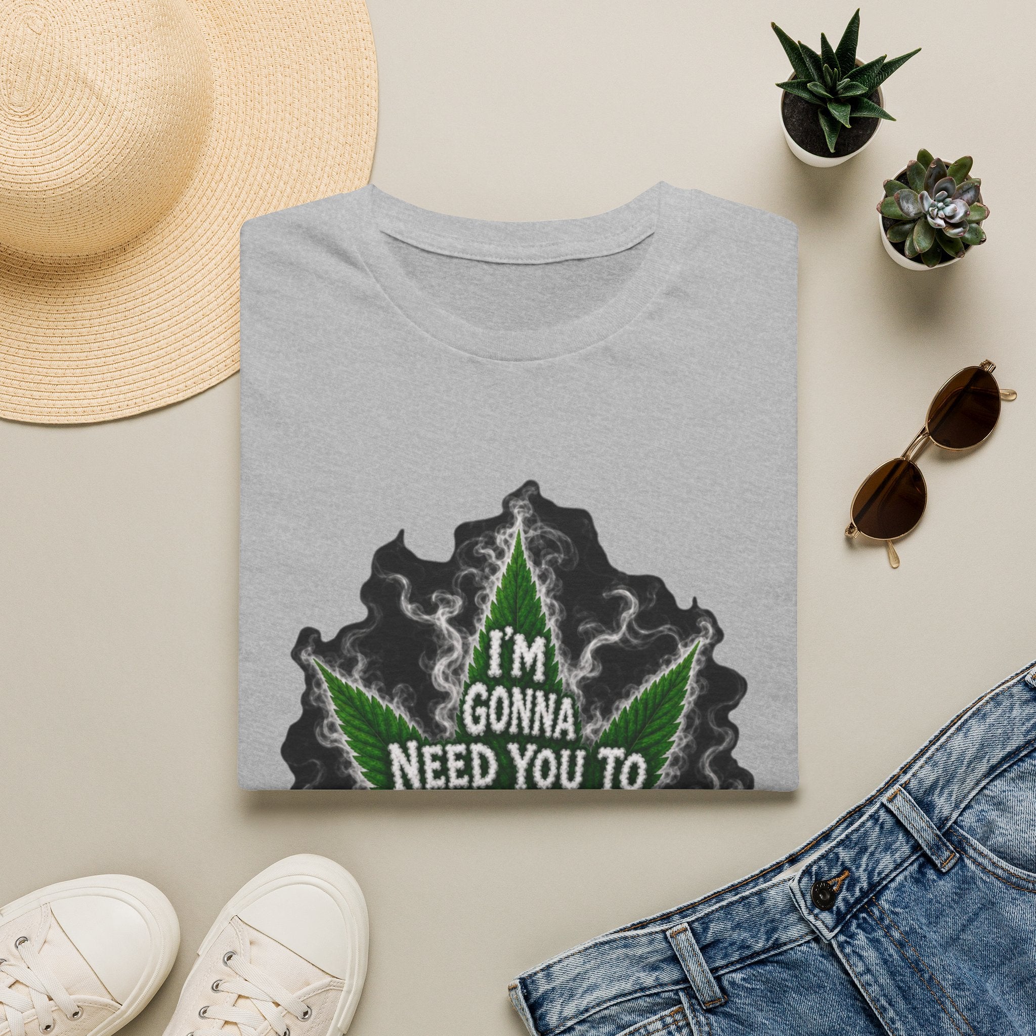 T-Shirt — "I'm Gonna Need You to Calm Down Please" Cannabis Leaf Graphic Tee