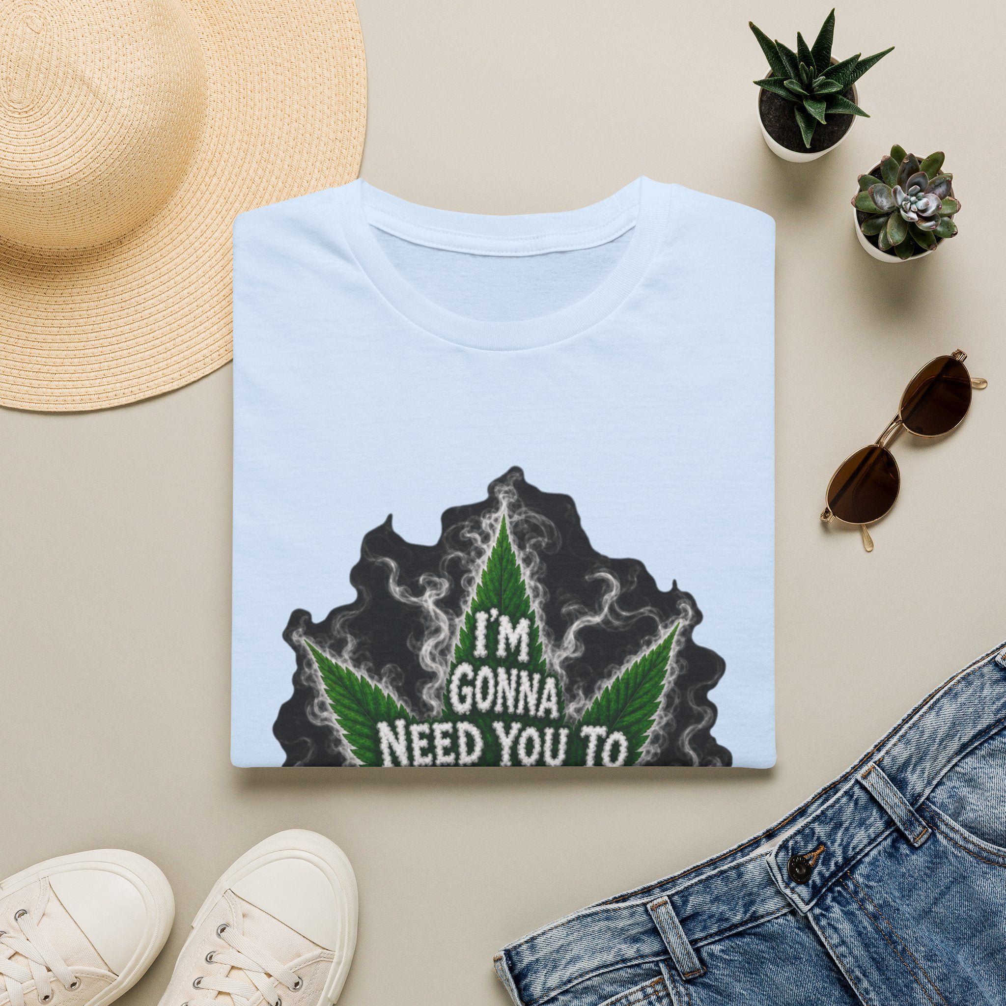 T-Shirt — "I'm Gonna Need You to Calm Down Please" Cannabis Leaf Graphic Tee