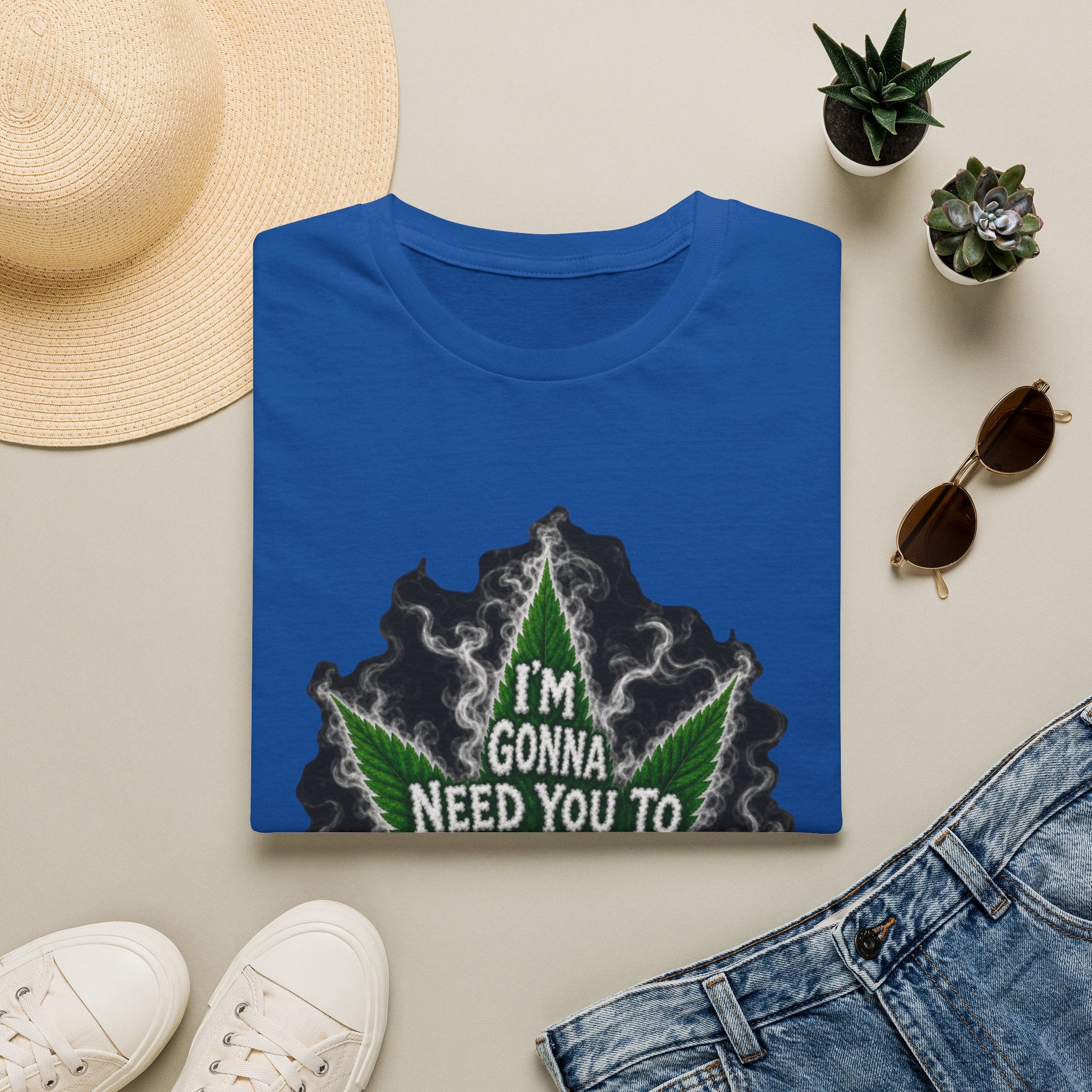 T-Shirt — "I'm Gonna Need You to Calm Down Please" Cannabis Leaf Graphic Tee